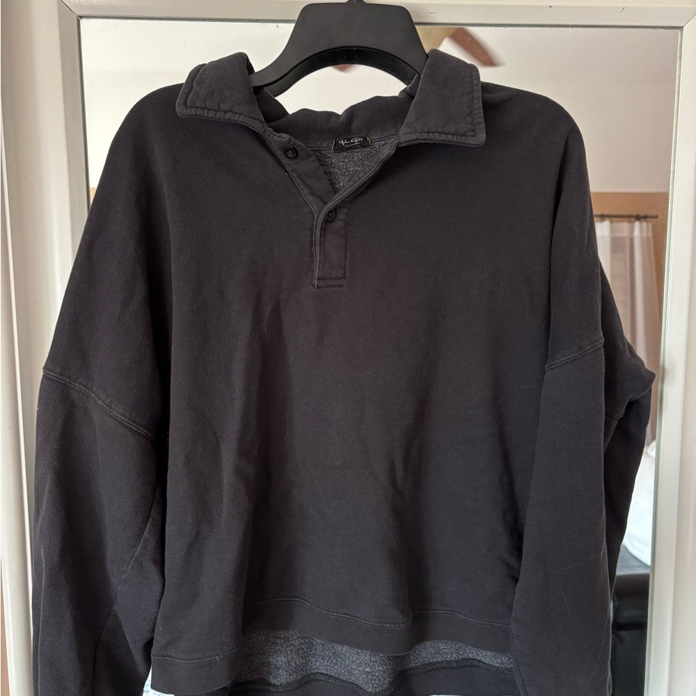 Brandy Melville John Galt Charcoal Collared Sweatshirt